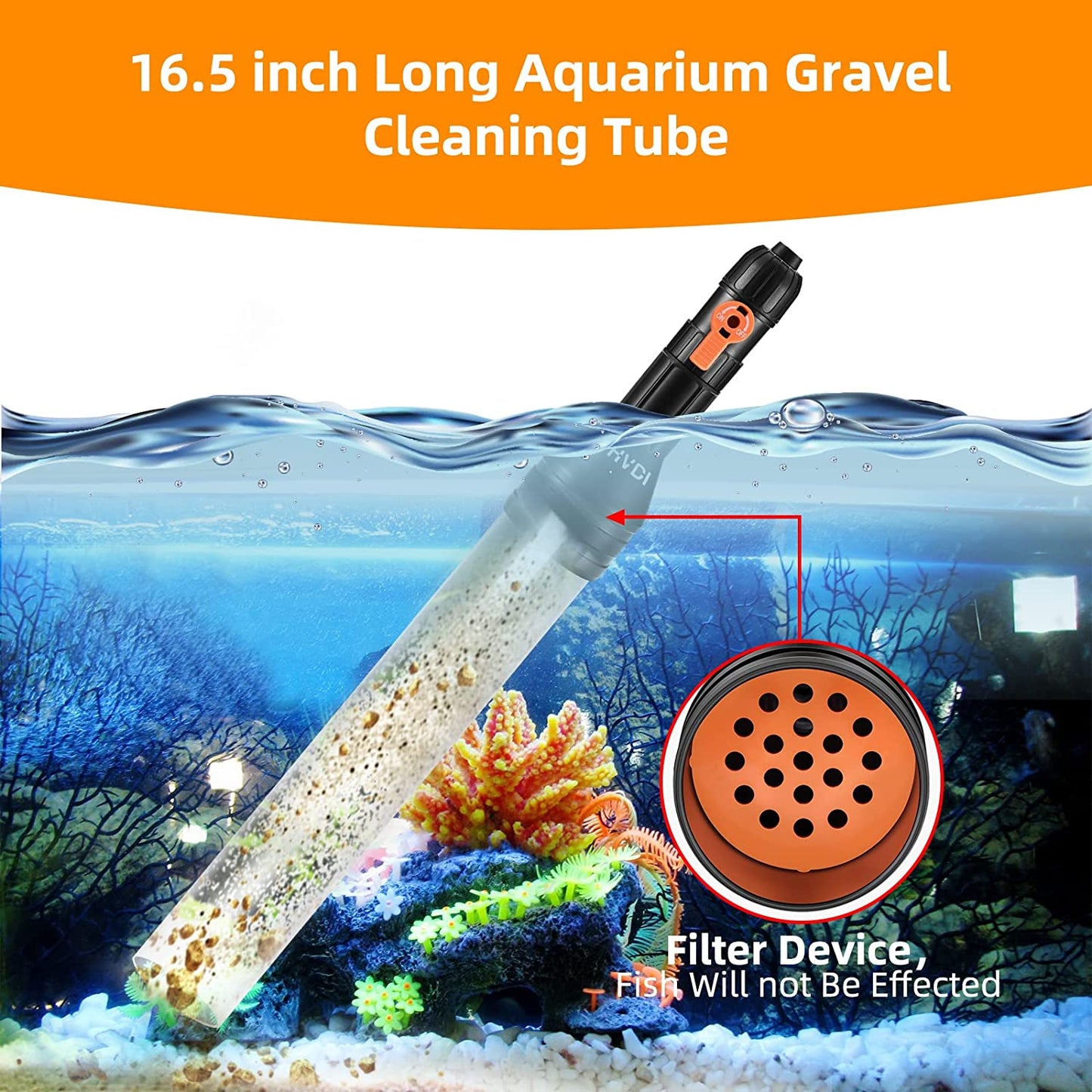 Gravel Vacuum for Aquarium Water Changer Fish Tank Cleaning Tools,Siphon Universal Quick Pump Aquarium Water Changing (30ft)