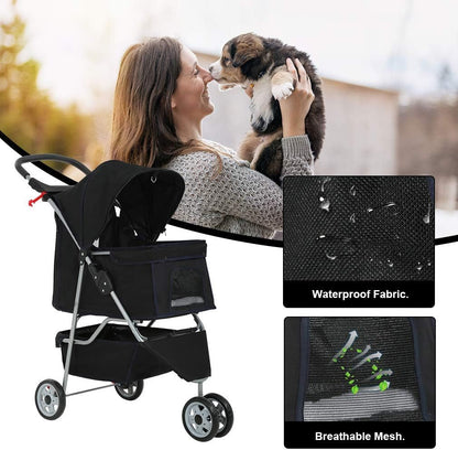 Bestpet Pet Stroller Cat Dog Cage 3 Wheels Stroller Travel Folding Carrier