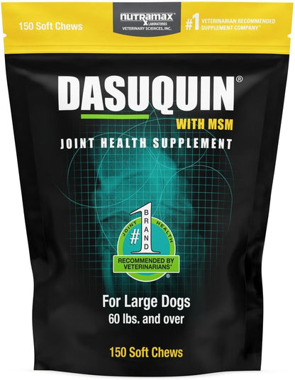 Nutramax Laboratories Dasuquin with MSM Joint Health Supplement for Large Dogs - with Glucosamine, MSM, Chondroitin, ASU, Boswellia Serrata Extract, and Green Tea Extract, 150 Soft Chews