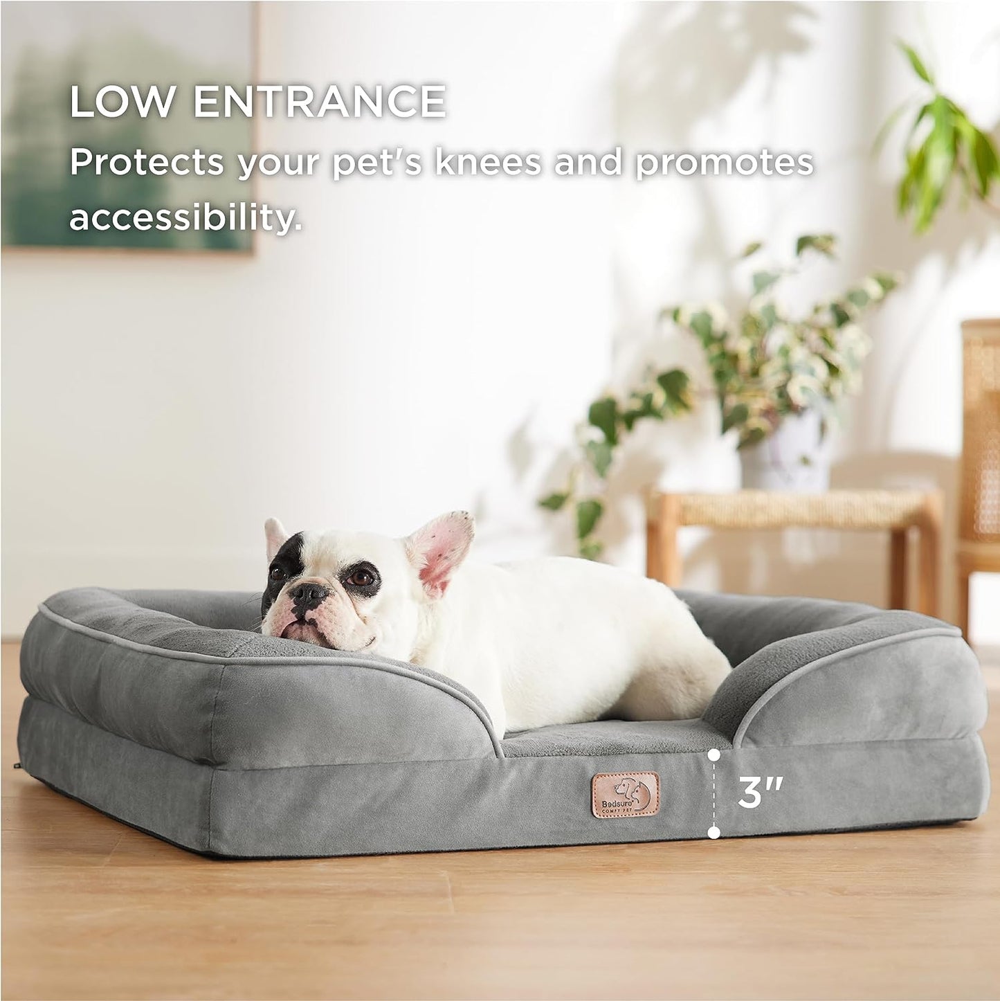 Bedsure Orthopedic Dog Bed for Extra Large Dogs - XL plus Waterproof Dog Sofa Beds, Supportive Foam Pet Couch Bed with Removable Washable Cover, Waterproof Lining and Nonskid Bottom, Grey