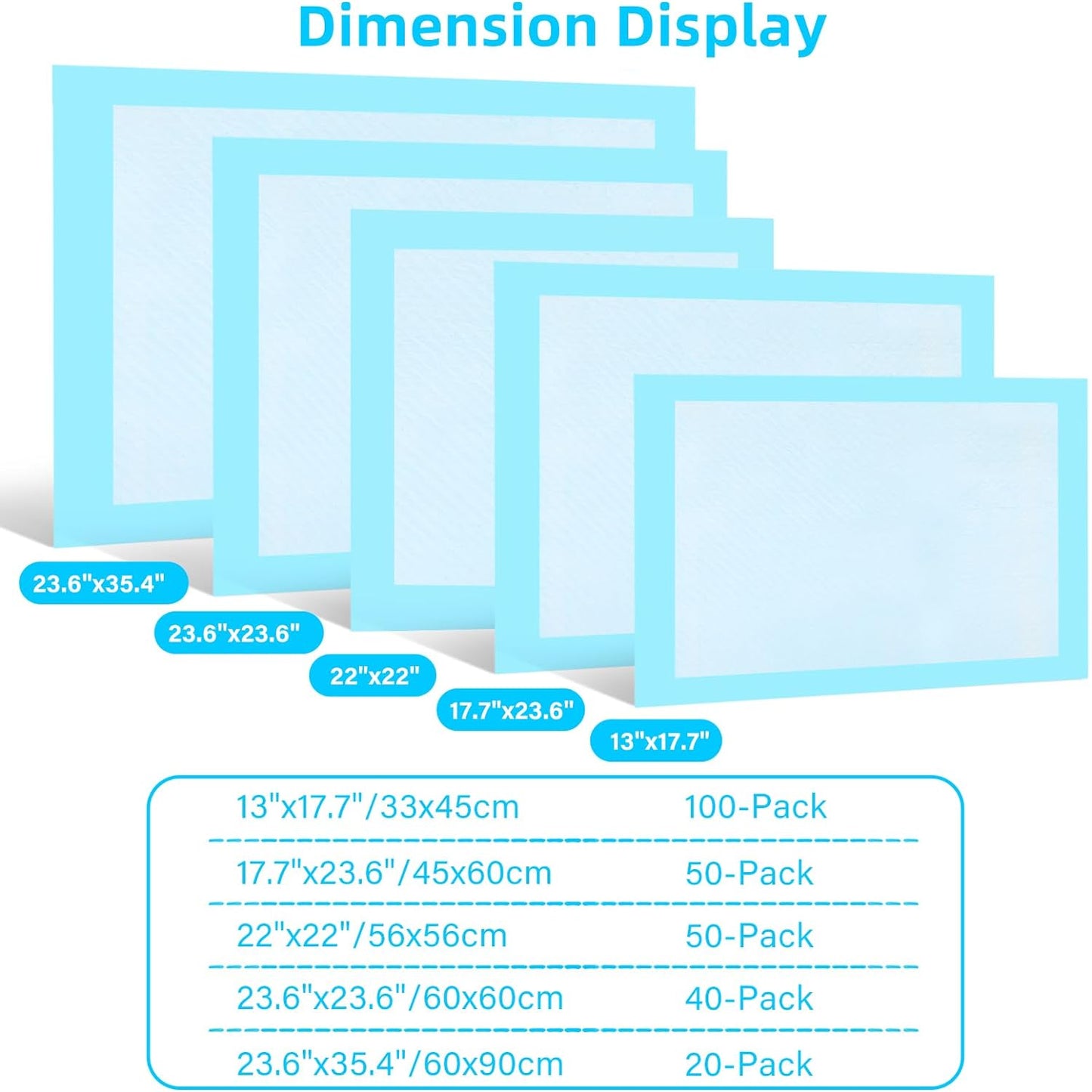 Scratchme Super Absorbent Waterproof Dog and Puppy Pet Training Pad, Housebreaking Pet Pad,Blue (23.6"X23.6"（100Pcs）)