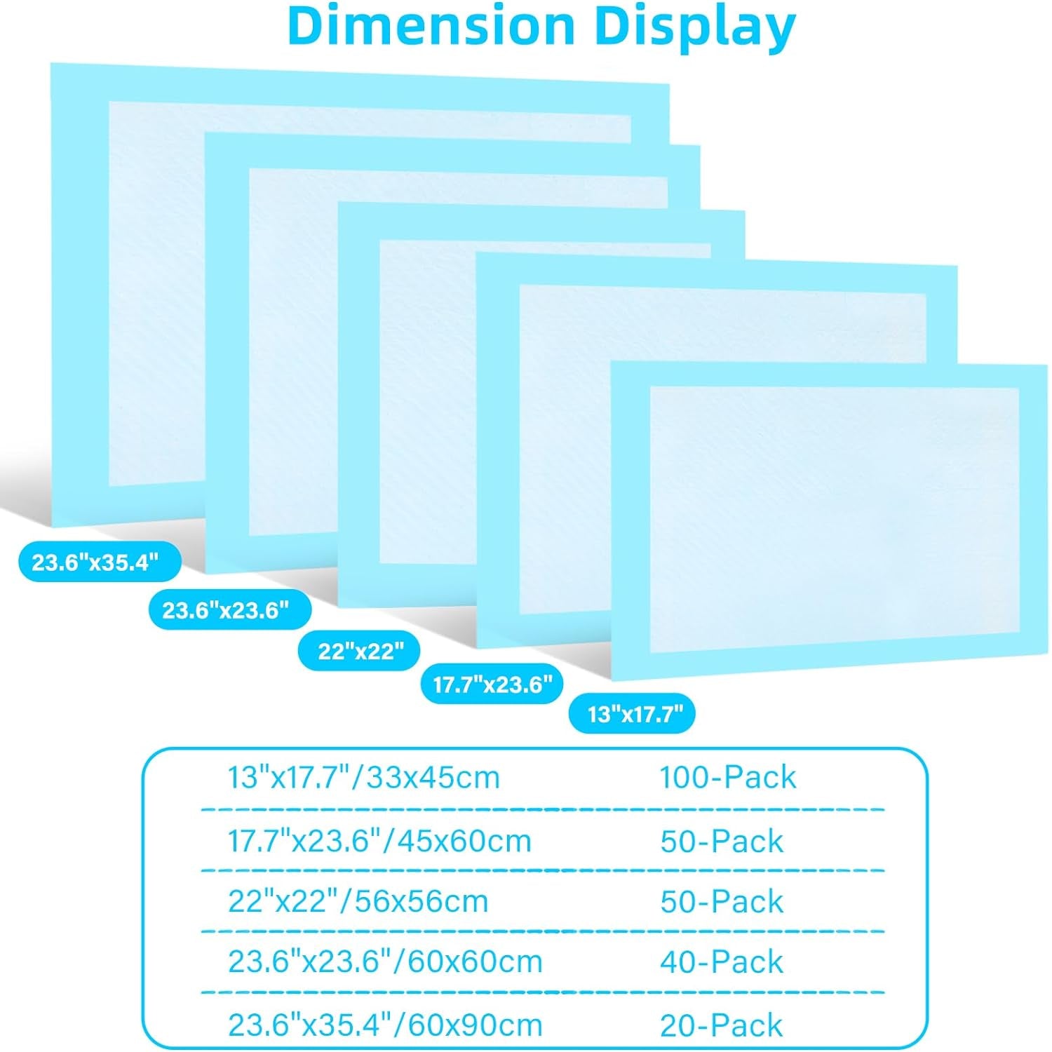 Scratchme Super Absorbent Waterproof Dog and Puppy Pet Training Pad, Housebreaking Pet Pad,Blue (23.6"X23.6"（100Pcs）)