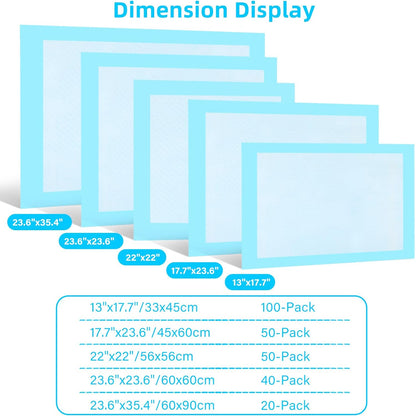 Scratchme Super Absorbent Waterproof Dog and Puppy Pet Training Pad, Housebreaking Pet Pad,Blue (23.6"X23.6"（100Pcs）)