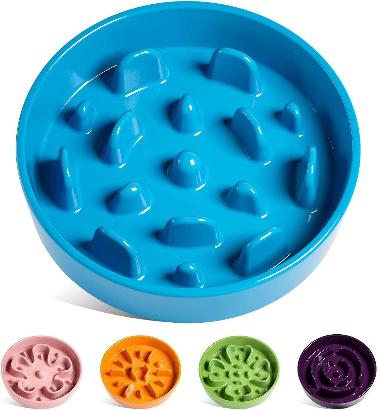 LE TAUCI Slow Feeder Dog Bowls Ceramic, 1.5 Cups Slow Eater Bowl for Dogs, Puppy Slow Feeder Bowl for Fast Eaters, Dog Dishes to Slow down Eating, Maze Dog Bowl, Vortex Blue