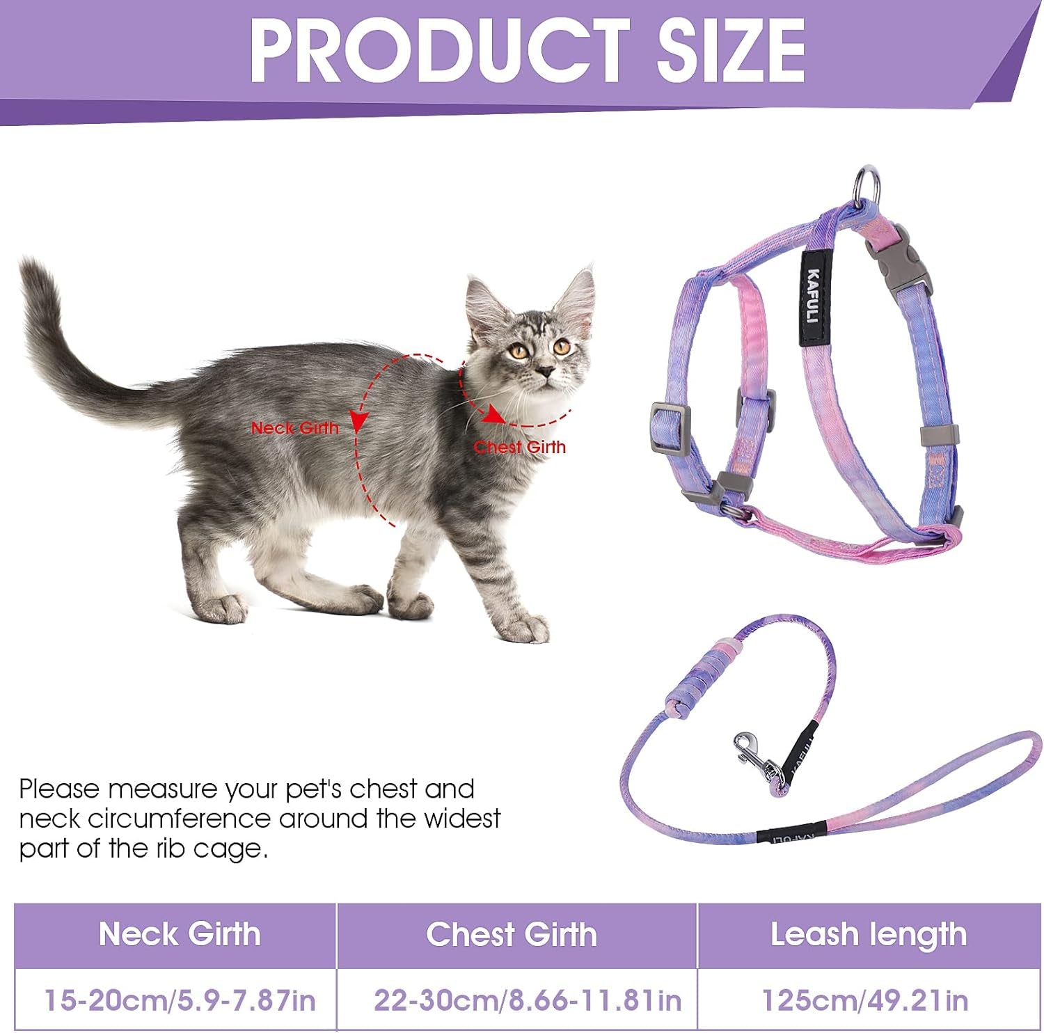 Cat Harness and Leash Set, Adjustable Gradient Kitten Harness Escape Proof Harness with Leash for Kitty Outdoor Walking (Vanilla Yellow)