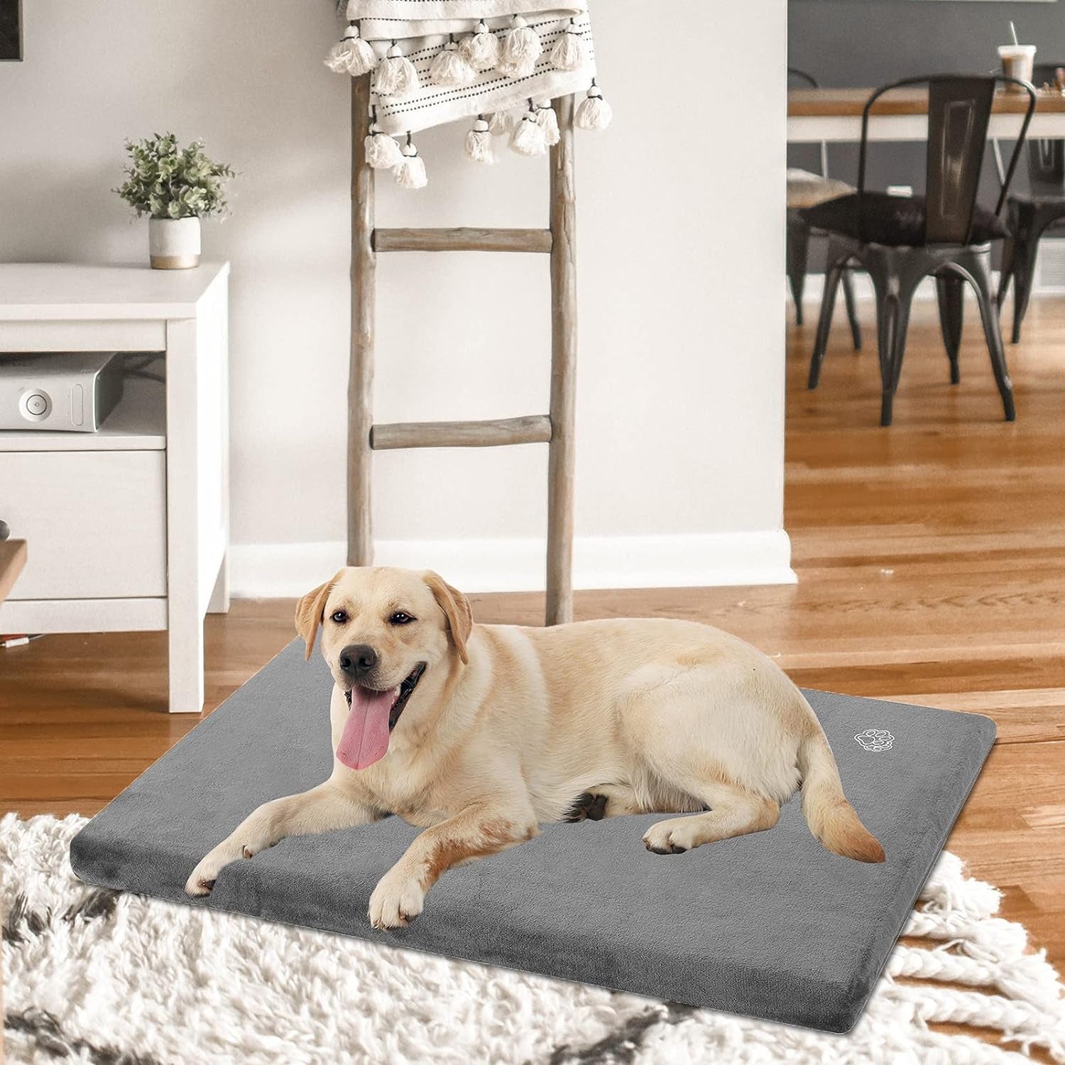 EMPSIGN Stylish Dog Bed Mat Dog Crate Pad Mattress Reversible (Cool & Warm), Water Proof Linings, Removable Machine Washable Cover, Firm Support Pet Crate Bed for Small to Xx-Large Dogs, Grey