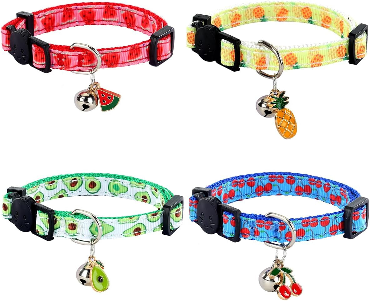 Breakaway Cat Collar with Bell, 4 Pack Safety Adjustable Cat Collars Set…