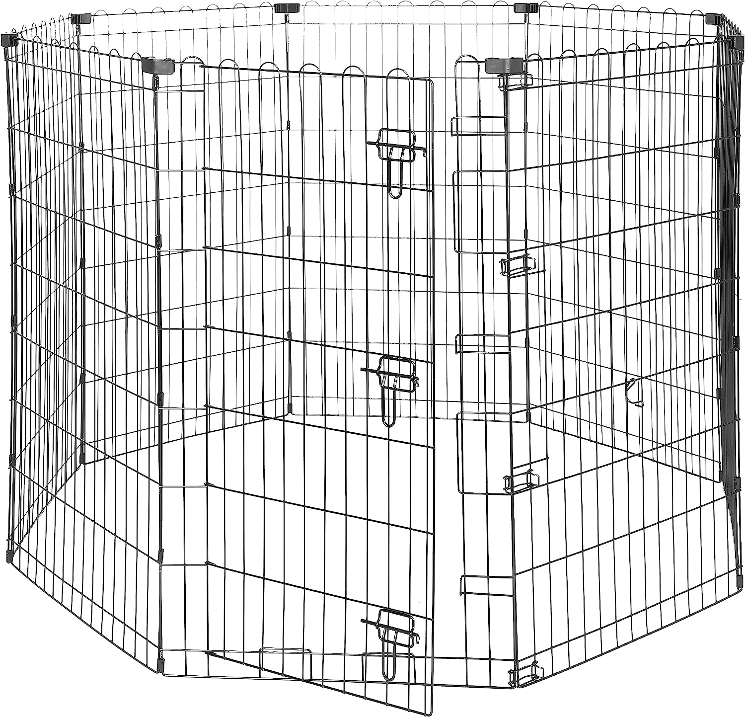 Amazon Basics Foldable Octagonal Metal Exercise Pet Play Pen for Dogs, Fence Pen, Single Door, Large, 60 X 60 X 42 Inches, Black