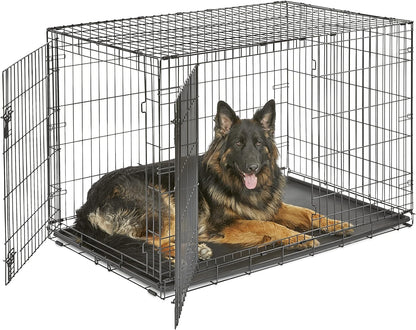 New World Newly Enhanced Double Door New World Dog Crate, Includes Leak-Proof Pan, Floor Protecting Feet, & New Patented Features, 48 Inch