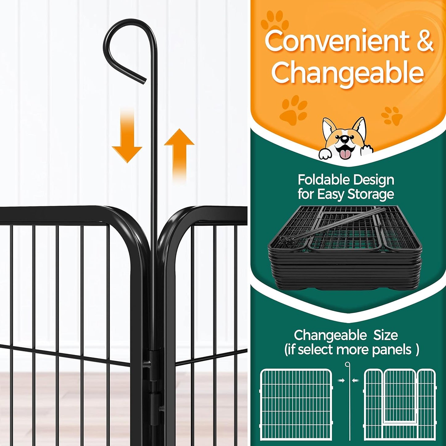 Yaheetech Dog Playpen Outdoor, 6 Panel Dog Fence 24" Pet Pen for Large/Medium/Small Dogs Heavy Duty Pet Exercise Pen for Puppy/Cat/Rabbit/Small Animals Portable Playpen for Rv/Camping/Garden/Yard