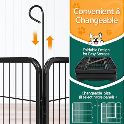 Yaheetech Dog Playpen Outdoor, 6 Panel Dog Fence 24" Pet Pen for Large/Medium/Small Dogs Heavy Duty Pet Exercise Pen for Puppy/Cat/Rabbit/Small Animals Portable Playpen for Rv/Camping/Garden/Yard