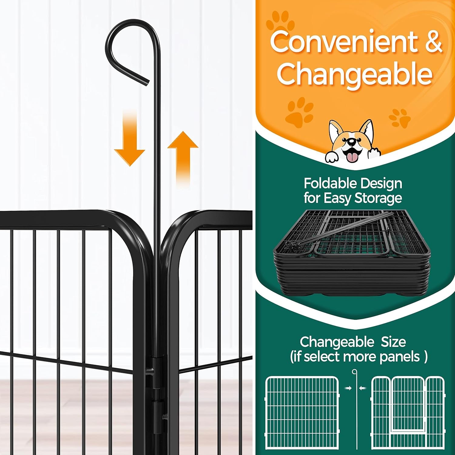 Yaheetech Dog Pen Outdoor, 6 Panels 32 Inch Puppy Playpen for Cat/Rabbit/Small Animals Heavy Duty Foldable Pet Exercise Fence Enclosure Run Kennel for RV Camping Garden Black