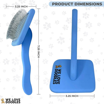 We Love Doodles Dog Slicker Brush for Grooming Pet Hair - Best Brushes for Poodle & Golden Doodle - Long Haired Brush for Dogs - Goldendoodle Long Pin Brush for Dematting (Small)