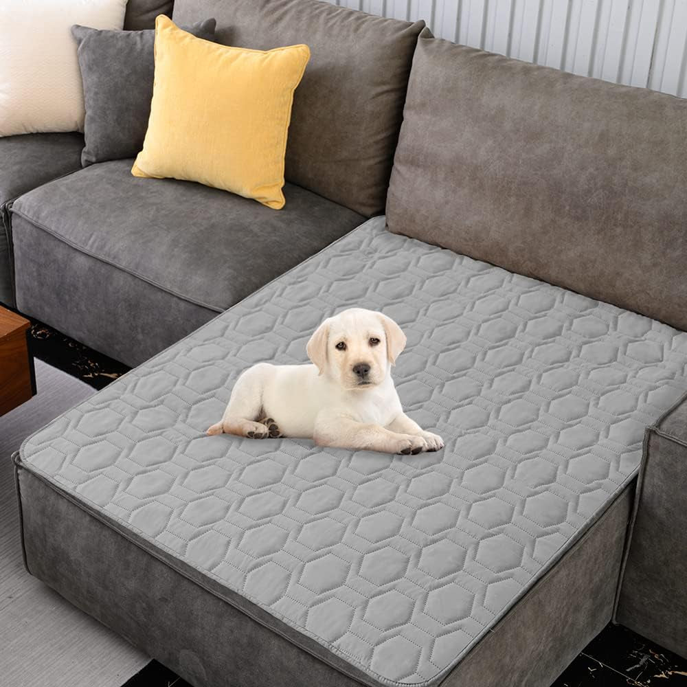 Waterproof and Non-Slip Dog Bed Cover and Pet Blanket Sofa Pet Bed Mat ，Car Incontinence Mattress Protectors Furniture Couch Cover for Most Cats Dogs, Pets<40X50-Light Grey>