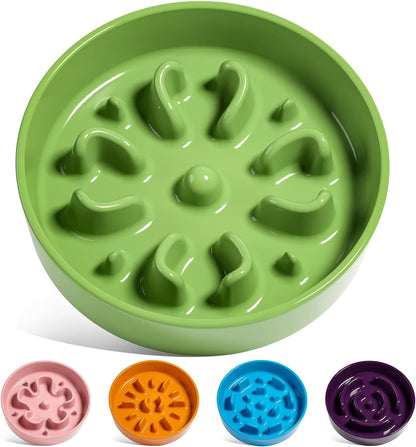 LE TAUCI Ceramic Slow Feeder Dog Bowls Small Breed, 0.6 Cups Dog Food Dish for Fast Eaters, Puzzle Bowl for Small Dogs and Cats,Green