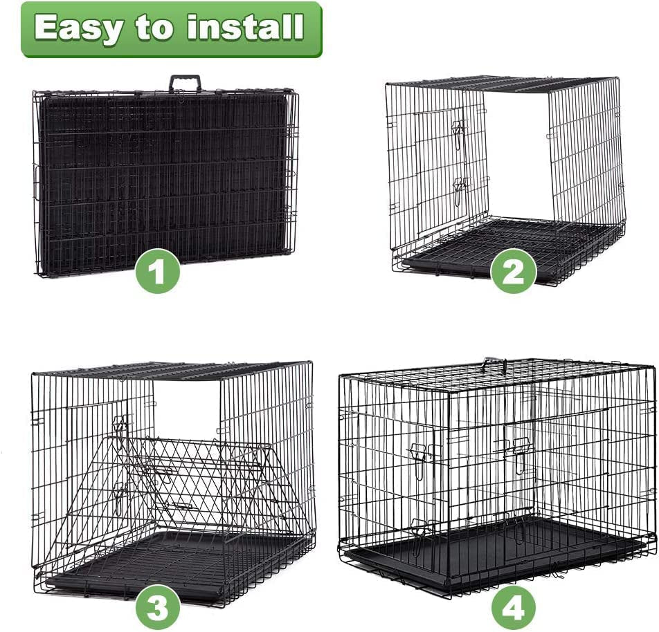 Bestpet 24,30,36,42,48 Inch Dog Crates for Large Dogs Folding Mental Wire Crates Dog Kennels Outdoor and Indoor Pet Dog Cage Crate with Double-Door,Divider Panel, Removable Tray (Black, 30")