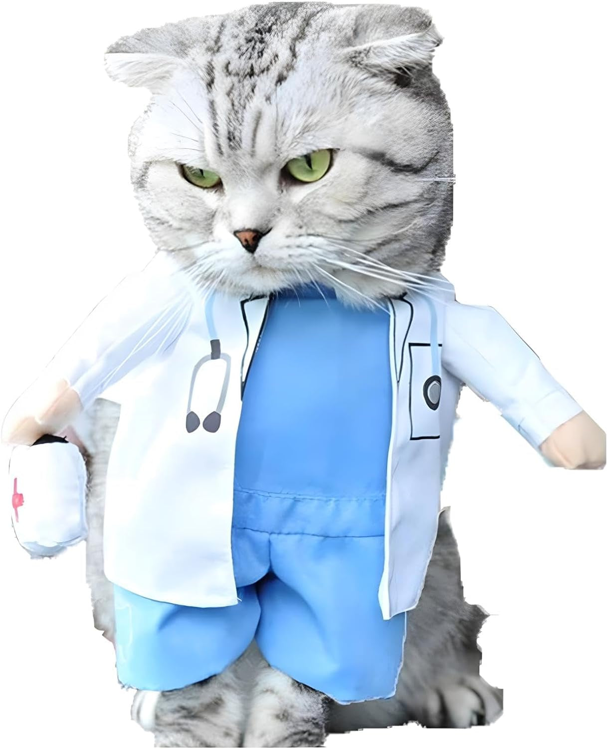 NACOCO Dog Cat Doctor Costume Pet Doctor Clothing Halloween Jeans Outfit Apparel (L)