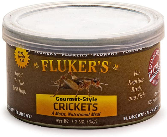 Fluker's Gourmet Canned Food for Reptiles, Fish, Birds and Small Animals, Crickets, 1.2 oz