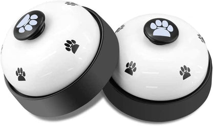 Comsmart Dog Puppy Cat Kitten Potty Training Bells, 2 Metal Dog Paw Print Bells with Non-Skid Rubber Base for Pet Interactive Game Toys Tell Bells, Service Bell for Hotel School Bar Shop Restaurant