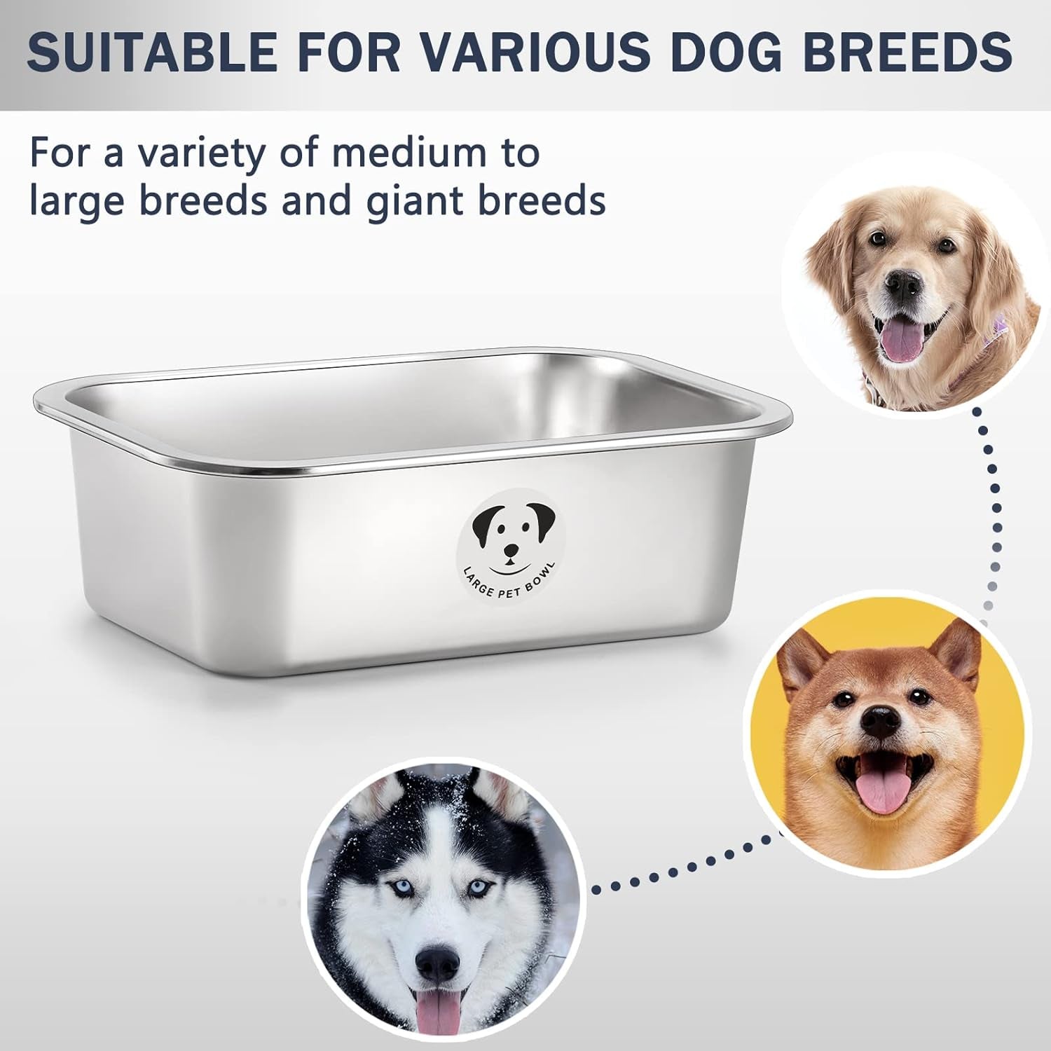 Stainless Steel Dog Bowls for Large Dogs, High Capacity Metal Dog Food Bowls, Dog Food and Water Bowls for Large, X-Large, and Big Dogs 1.25 Gallons