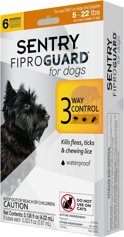 SENTRY PET CARE SENTRY Fiproguard for Dogs, Flea and Tick Prevention for Dogs (89-132 Pounds), Includes 3 Month Supply of Topical Flea Treatments