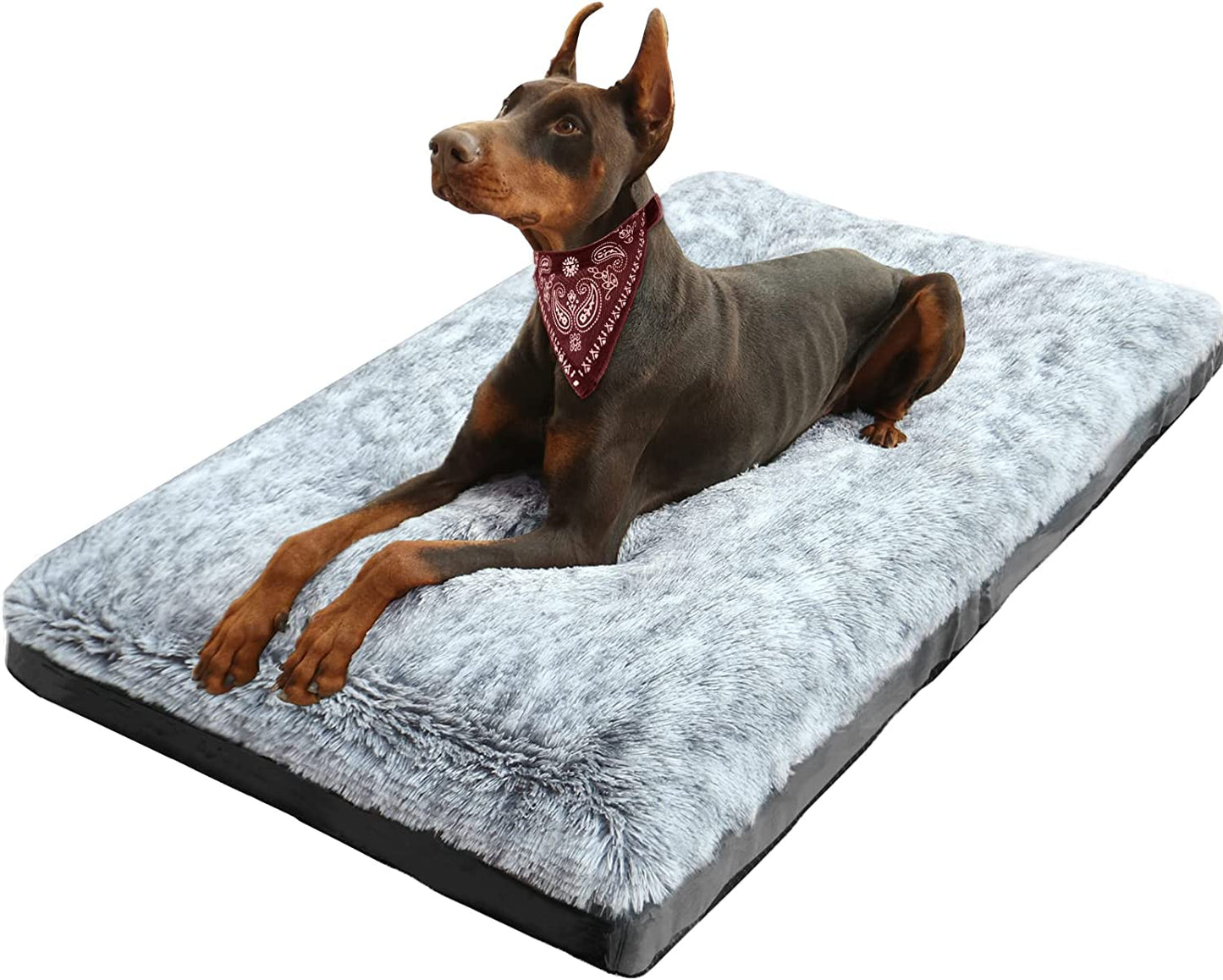Deluxe Dog Bed Medium Size Dog Fixable Dog Crate Pad Fluffy Washable Dog Mat, 30 X 19 X 3 Inches, Grey