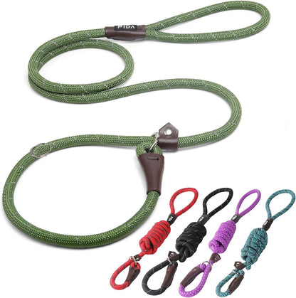 Fida Durable Slip Lead Dog Leash Bulk Pack of 5, Heavy Duty 1/2" X 6 FT Comfortable Strong Rope Slip Leash for Large, Medium & Small Dogs No Pulling Pet Training Leash with Highly Reflective (Mixed)