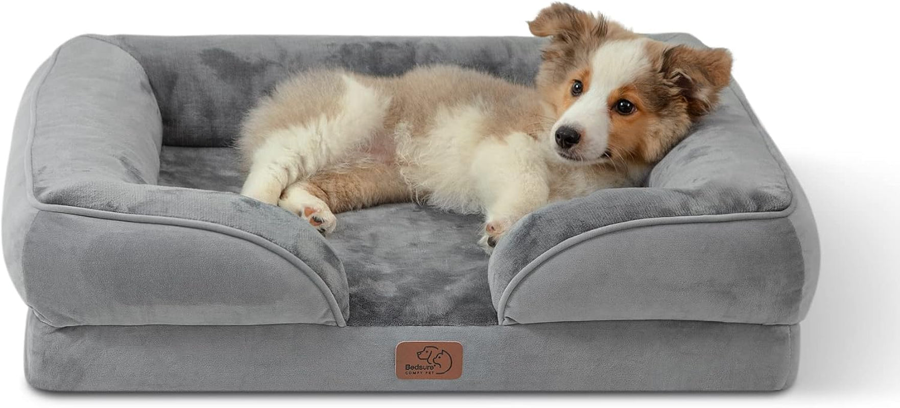 Bedsure Orthopedic Dog Bed for Medium Dogs - Waterproof Dog Sofa Beds Medium, Supportive Foam Pet Couch Bed with Removable Washable Cover, Waterproof Lining and Nonskid Bottom, Grey