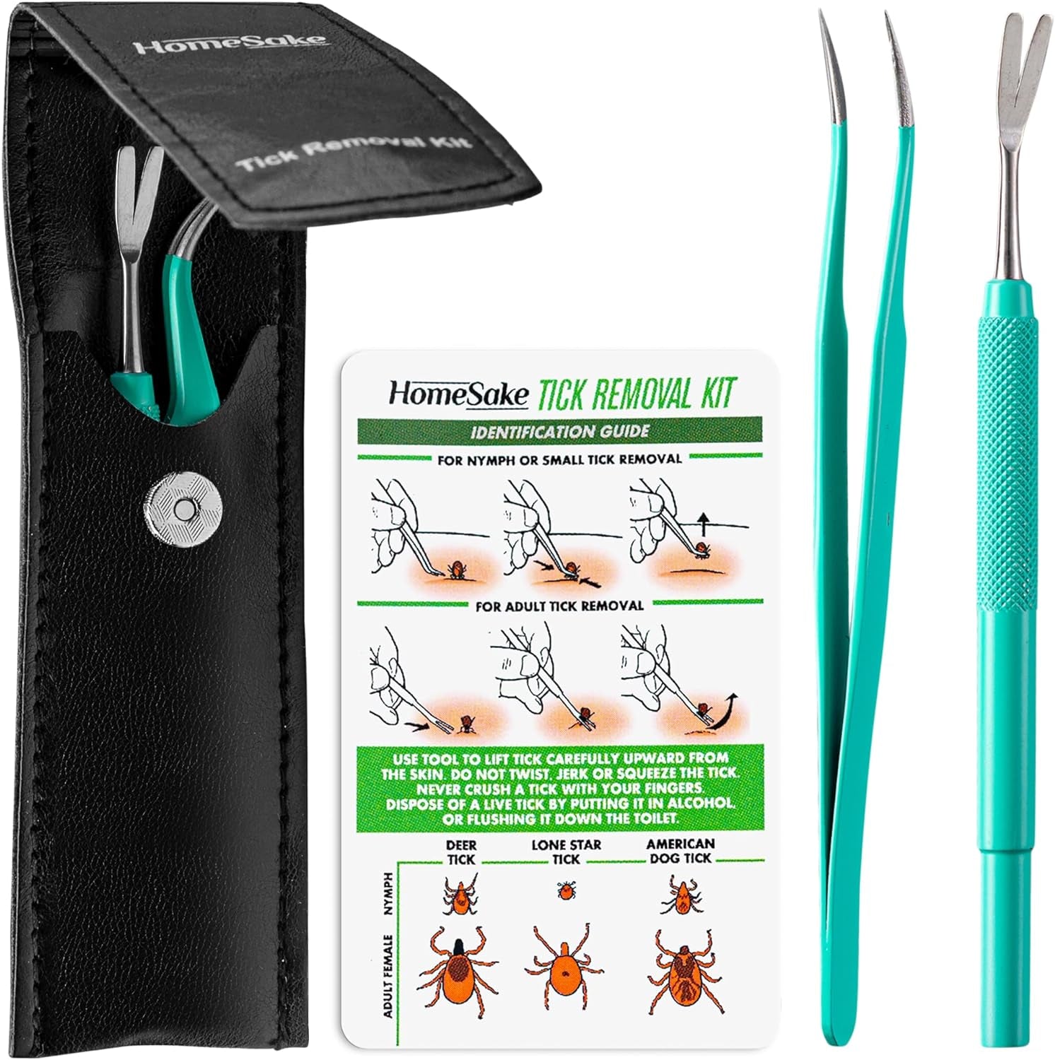 Tick Remover Tool and Tweezer Set for Humans- Pets Stainless Steel Cat and Dog Tick Removal Kit W/Storage Pouch Safe Tic Control Puller for Complete Removal of Big and Small Ticks (3 Pack)