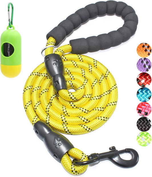 BAAPET 2/4/5/6 FT Dog Leash with Comfortable Padded Handle and Highly Reflective Threads for Small Medium and Large Dogs (6FT-1/2'', Yellow)