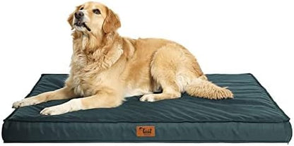 Outdoor All Weather Large Dog Bed, Waterproof Dog Bed for Large Dogs, Orthopedic Egg Foam Pet Bed with Washable and Removable Oxford Cooling Cover, Dark Green