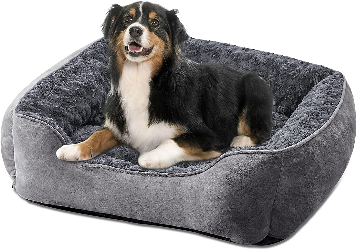 JOEJOY Rectangle Dog Bed for Large Medium Small Dogs Machine Washable Sleeping Dog Sofa Bed Non-Slip Bottom Breathable Soft Puppy Bed Durable Orthopedic Calming Pet Cuddler, Multiple Size, Grey