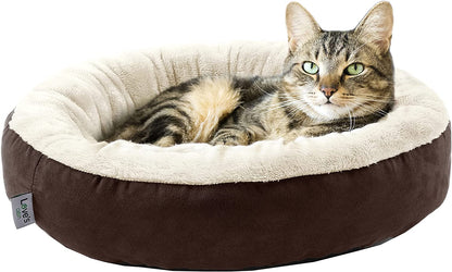 Love'S Cabin round Donut Cat and Dog Cushion Bed, 20In Pet Bed for Cats or Small Dogs, Anti-Slip & Water-Resistant Bottom, Super Soft Durable Fabric Pet Beds, Washable Luxury Cat & Dog Bed Brown