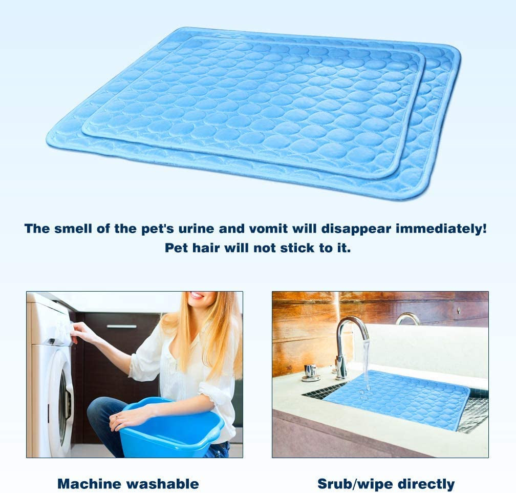 Washable Dog Cooling Mat Ice Silk Cooling Mat for Dogs Pet Self Cooling Pad Blanket Dog Cooling Pad for Indoor & Outdoor Car Seats