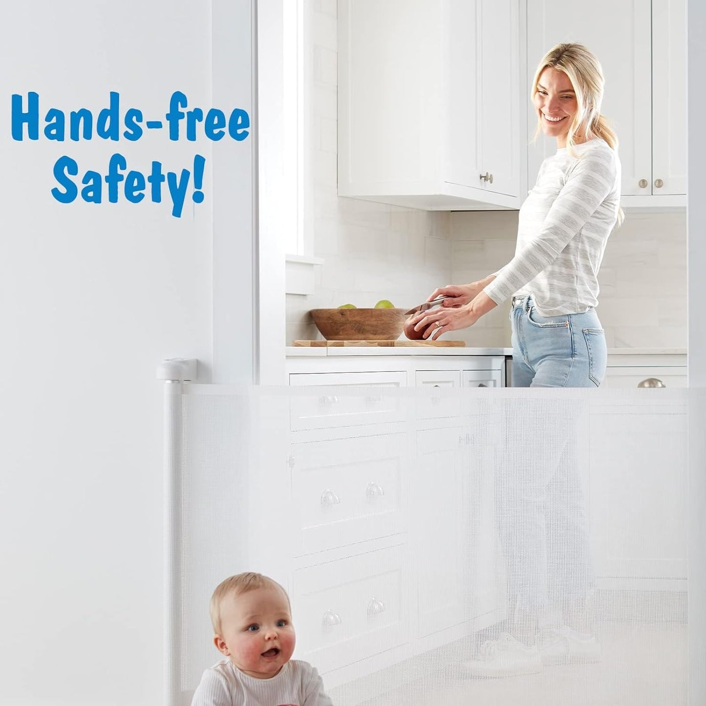 Cumbor Baby Gate Retractable Gates for Stairs, Mesh Dog Gate for the House, Wide Pet Gate 33" Tall, Extends to 55" Wide, Long Child Safety Gates for Doorways, Hallways, Cat Gate Indoor/Outdoor(Black)