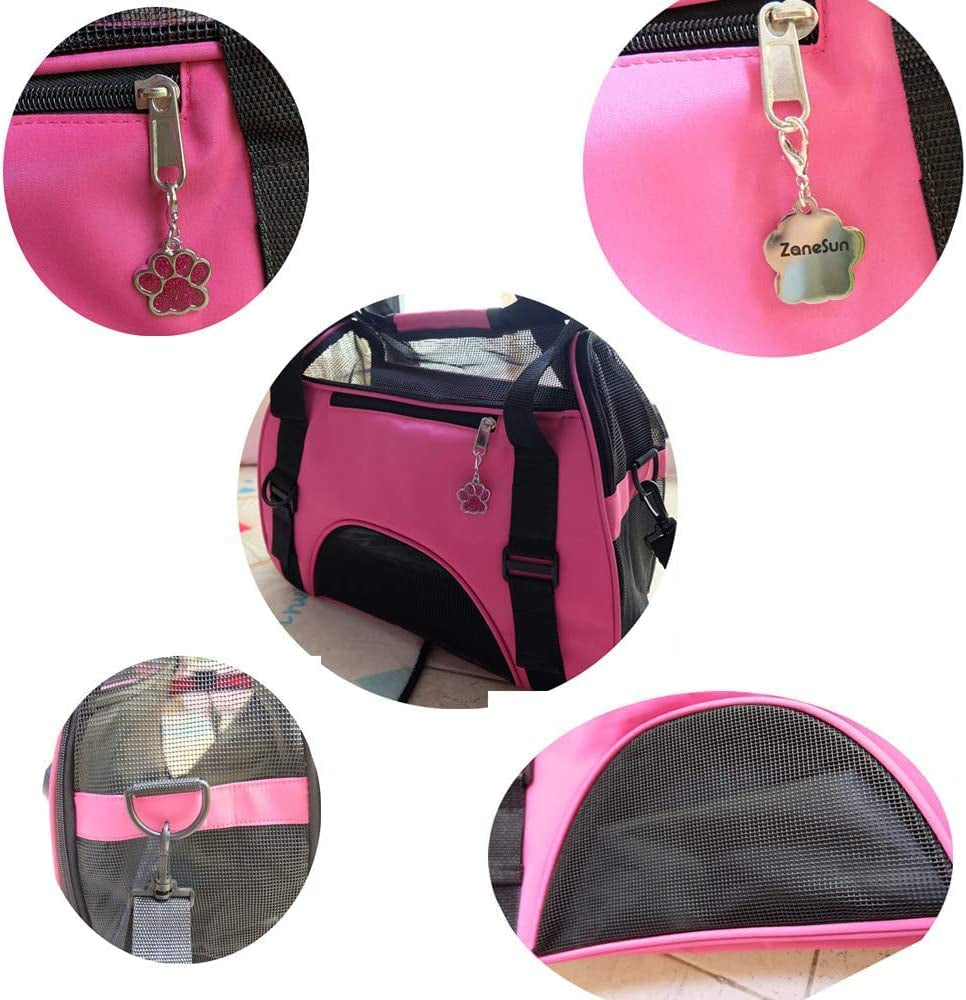 Cat Carrier,Soft-Sided Pet Travel Carrier for Cats,Dogs Puppy Comfort Portable Foldable Pet Bag Airline Approved (Medium-Lightpink)