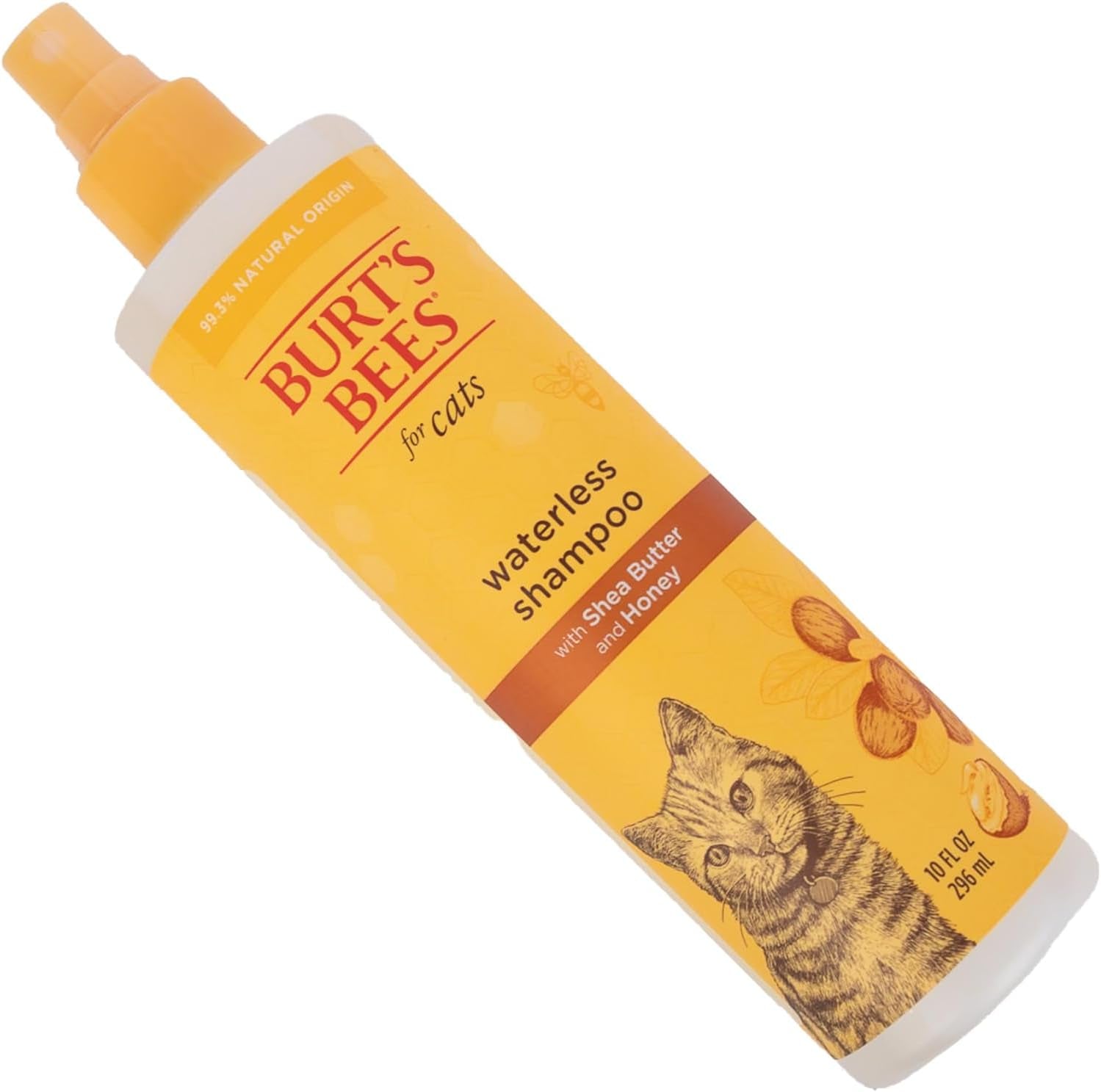 Burt'S Bees for Pets Cat Naturally Derived Waterless Shampoo with Shea Butter and Honey - Cat Waterless Shampoo Spray - Easy to Use Cat Dry Shampoo - Made in the USA, 10 Oz