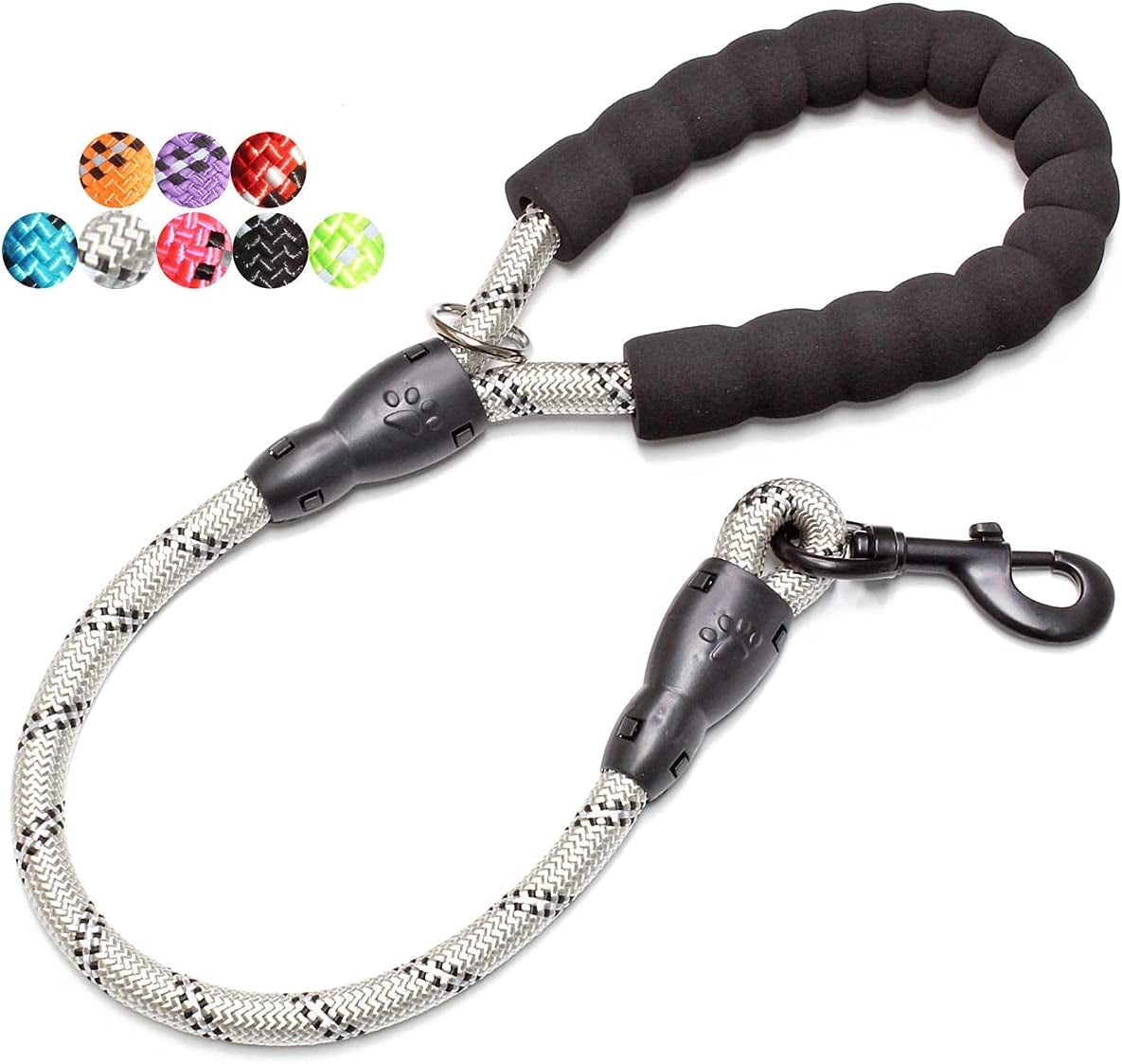 BAAPET 2/4/5/6 FT Dog Leash with Comfortable Padded Handle and Highly Reflective Threads for Small Medium and Large Dogs (2FT-1/2'', Silver)