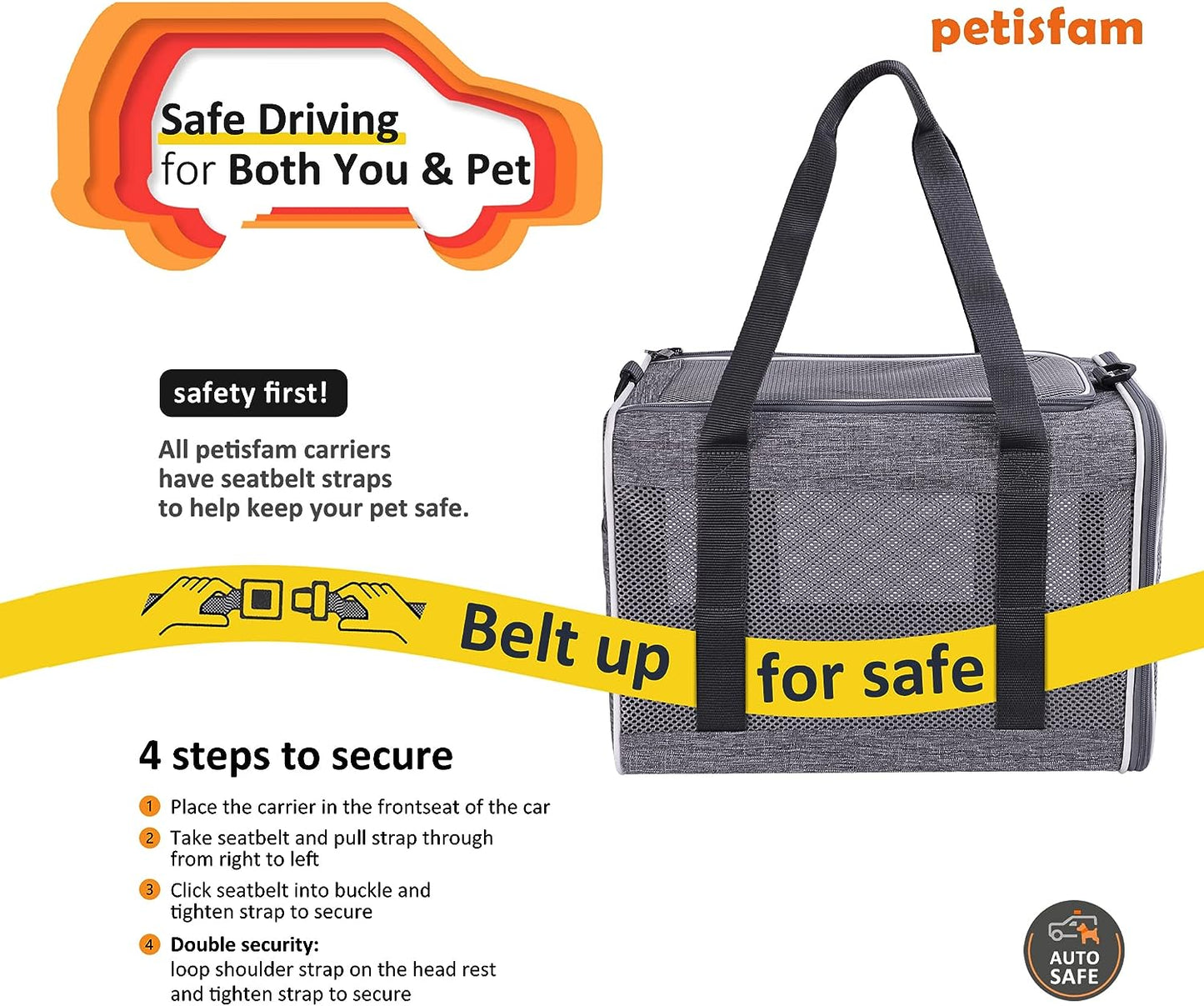 Petisfam Soft Pet Carrier for Large and Medium Cats, 2 Kitties, Small Dogs. Easy to Get Cat In, Great for Cats That Don'T like Carriers (Black)