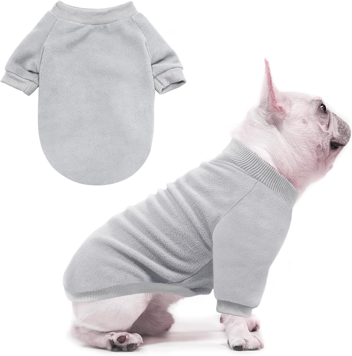 Idepet Dog Fleece Sweater, Small Dogs Shirt Pullover Sweatshirt Pet Dog Clothes Soft Puppy Sweater Warm Winter Shirt Classic Cat Apparel for Small Dogs and Cats (X-Small, Grey)