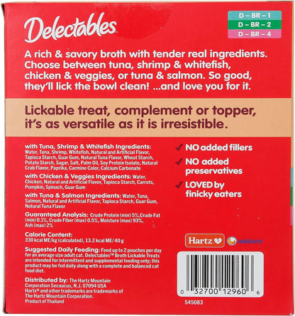 Hartz Delectables Savory Broths Chicken & Veggies Lickable Wet Cat Treats, 12 Count