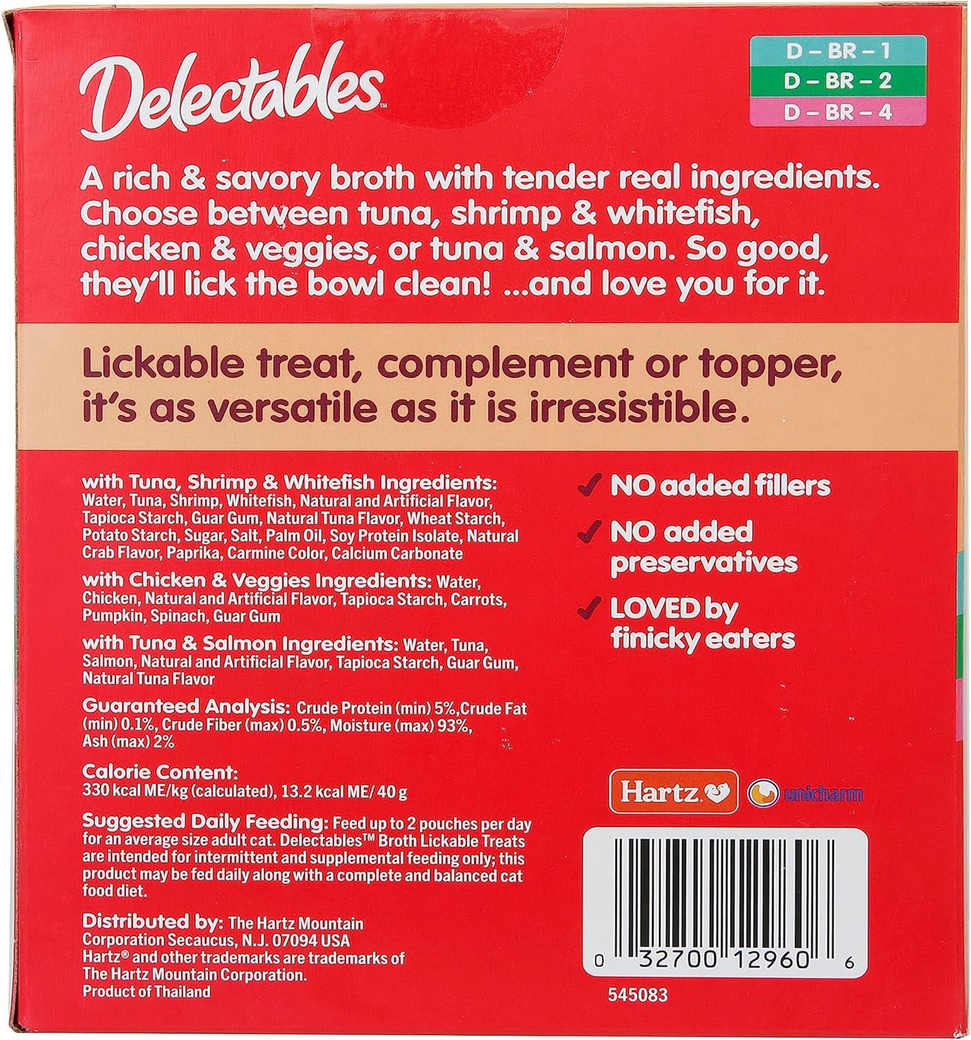 Hartz Delectables Savory Broths Tuna & Salmon Lickable Wet Cat Treats, 12 Count