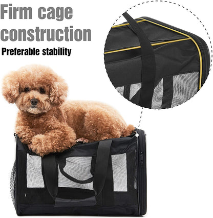 Pet Travel Carrier Soft Sided Portable Bag for Cats, Small Dogs, Kittens or Puppies 17 Lbs Max, Collapsible, Durable, Airline Approved, Travel Friendly (Medium)