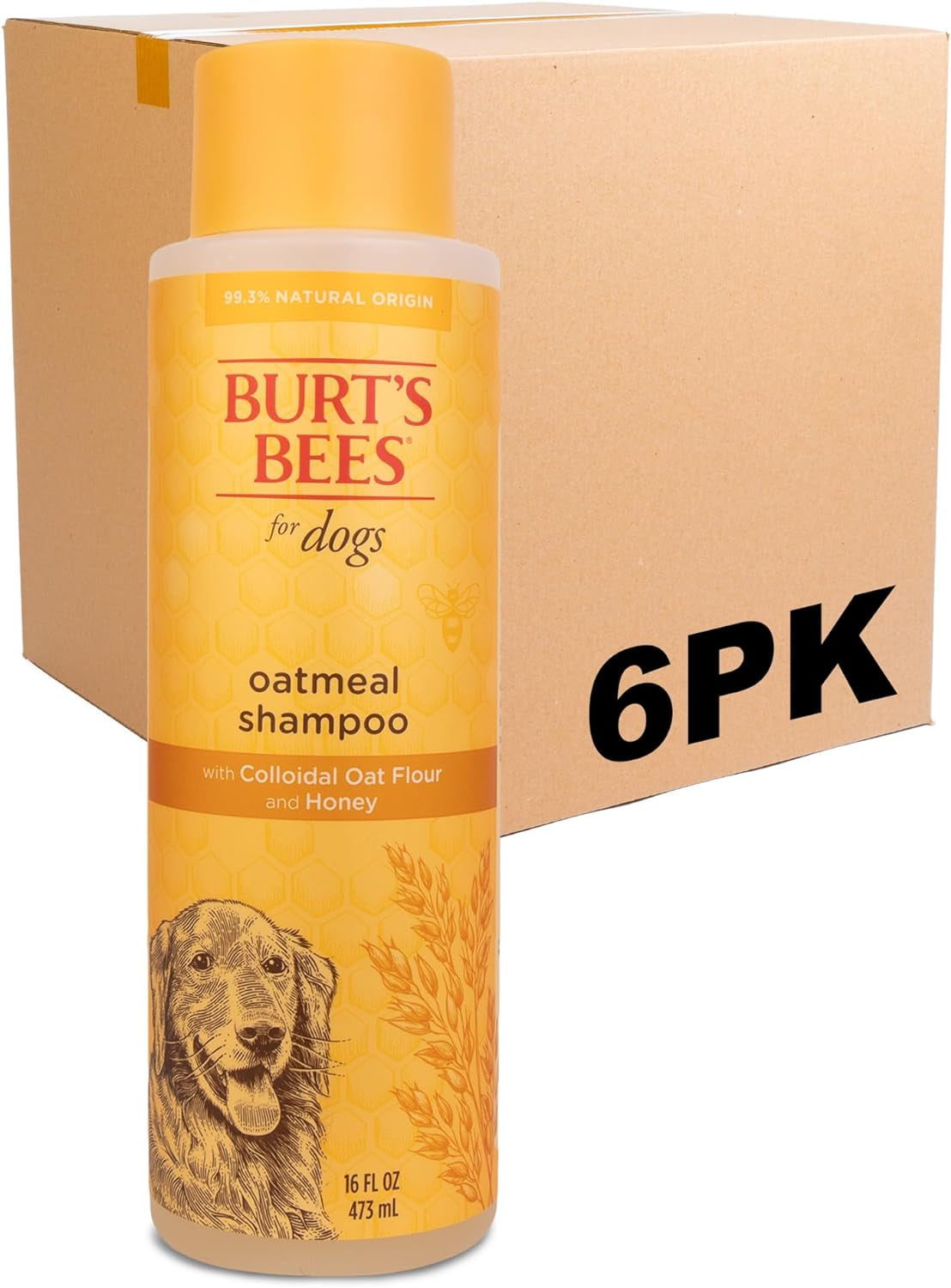 Burt'S Bees for Pets Natural Oatmeal Dog Shampoo | with Colloidal Oat Flour & Honey | Cruelty Free, Sulfate & Paraben Free, Ph Balanced for Dogs - Made in USA, 16 Oz - Pack of 6