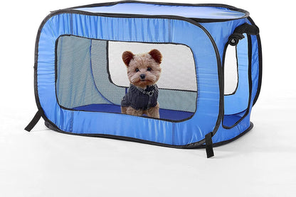 Beatrice Home Fashions Portable, Collapsible, Pop up Kennel Travel Cat and Dog Crate, 40" L X 27" W X 27" H, Blue