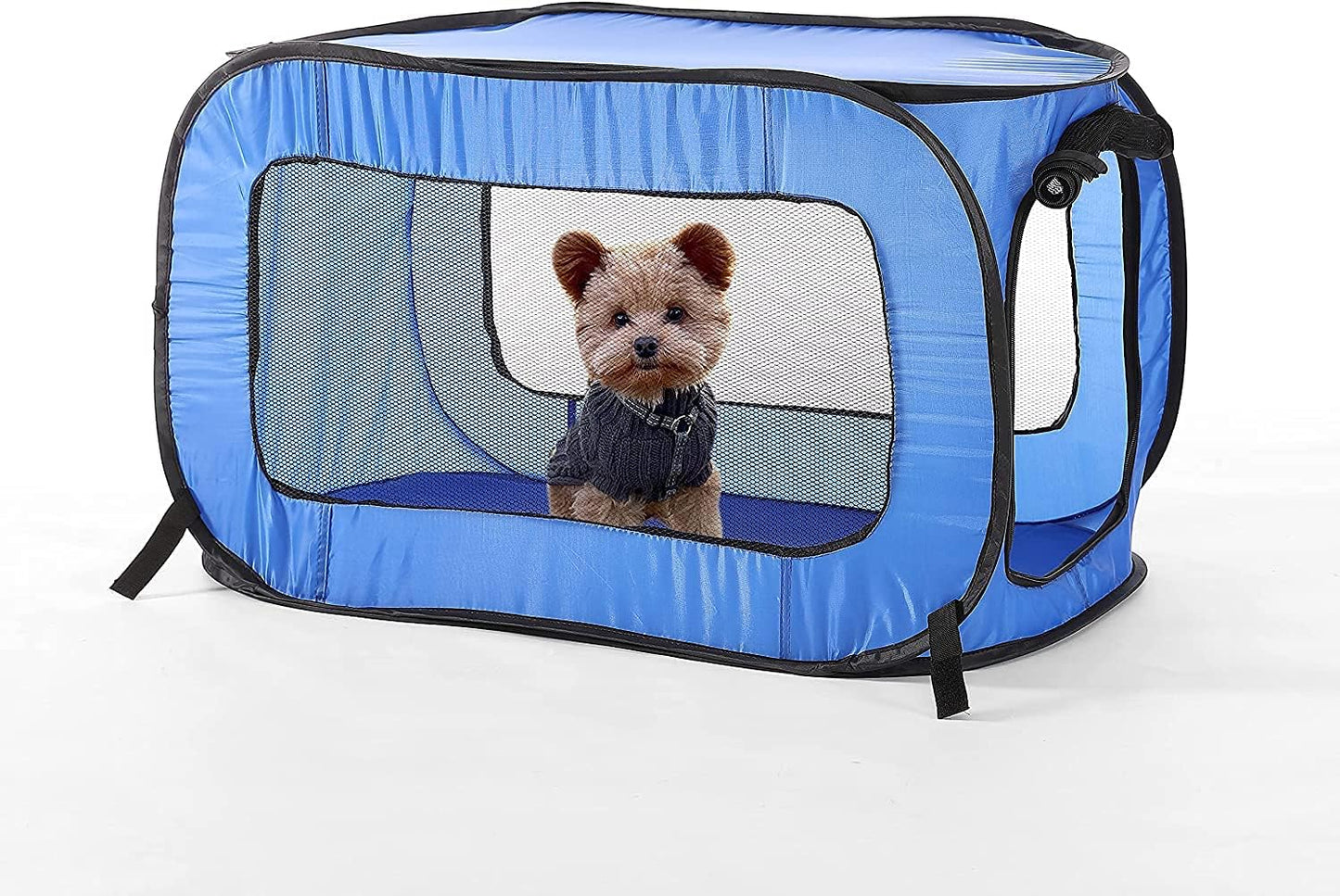 Beatrice Home Fashions Portable, Collapsible, Pop up Travel Pet Kennel, 32.5" L X 19.5" W X 19.5" H, Blue