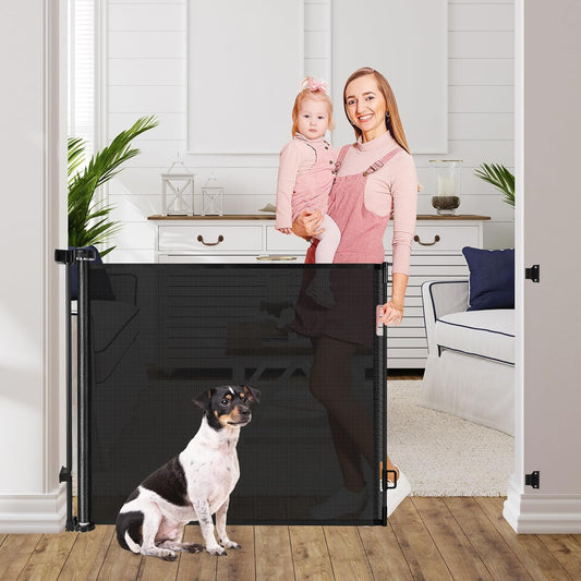 Retractable Dog Gates for the House 60” Wide Retractable Baby Gates for Dog Indoor Dog Gate for Stairs Dog Gates for Doorways Porch Gates Outdoor Gate for Deck Mesh Dog Gate Outdoor Dog Gate for Decks