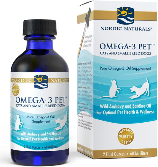 Nordic Naturals Omega-3 Pet, Unflavored - 2 Oz - 304 Mg Omega-3 per One Ml - Fish Oil for Small Dogs & Cats with EPA & DHA - Promotes Heart, Skin, Coat, Joint, & Immune Health