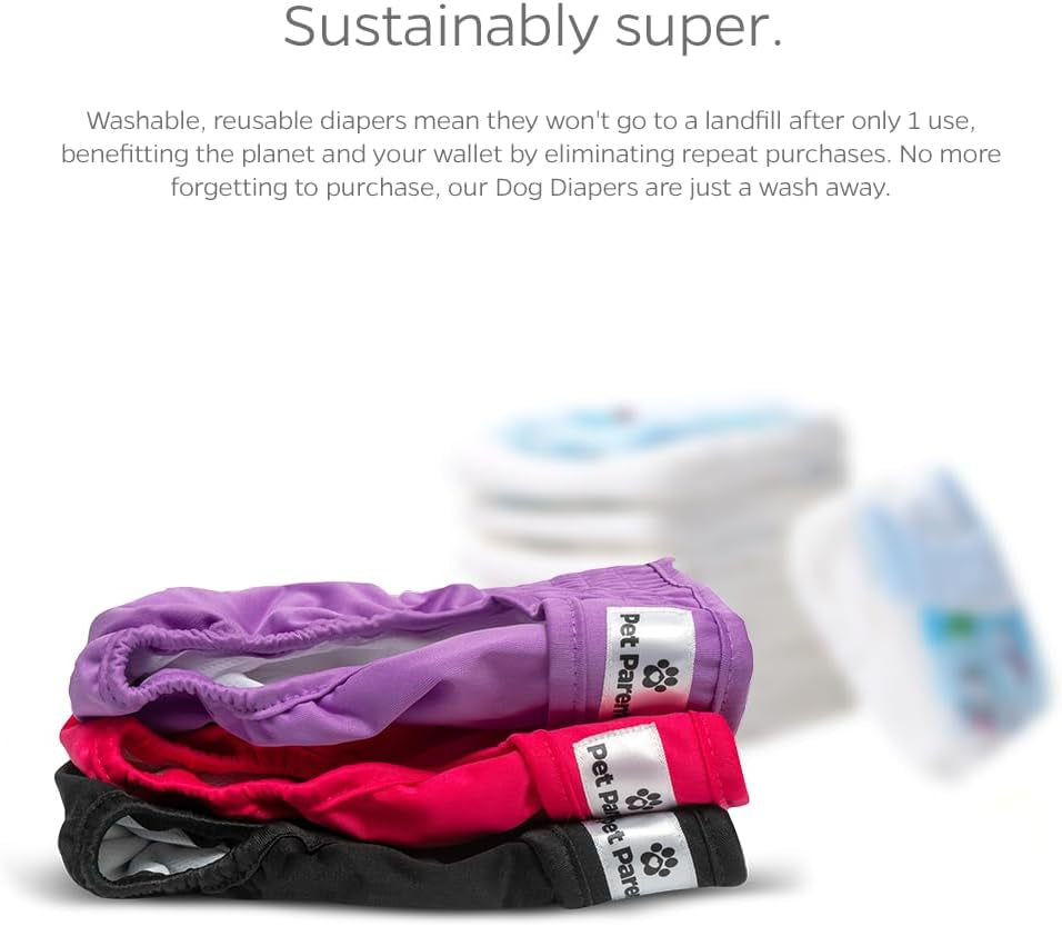 Pet Parents Premium Washable Dog Diapers & Extendrs, (3Pack) of Female Dog Diapers, Color: Luxe, Size: Small Dog Diapers