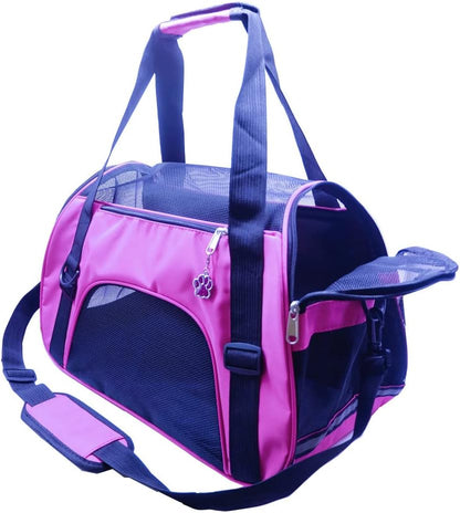 Cat Carrier,Soft-Sided Pet Travel Carrier for Cats,Dogs Puppy Comfort Portable Foldable Pet Bag Airline Approved (Medium-Rosered)